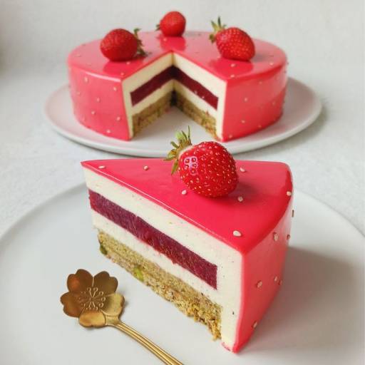 Entremets vanille fraise pistache